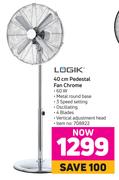 Logik 40cm Pedestal Fan Chrome