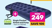 Campmaster Single Flocked Airbed & Pump