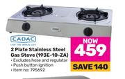 Cadac 2 Plate Stainless Steel Gas Stove 193E-10-ZA