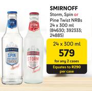 Smirnoff Storm, Spin Or Pine Twist NRBs-For 2 x 24 x 300ml