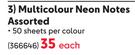 Kores Multicolour Neon Notes Assorted 366646-Each