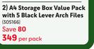 A4 Storage Box Value Pack With 5 Black Lever Arch Files 305166-Per Pack