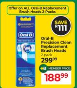 Oral-B Precision Clean Replacement Brush Heads 2 Pack