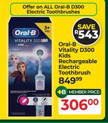 Oral-B Vitality D300 Kids Rechargeable Electric Toothbrush