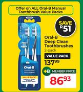 Oral-B Deep Clean Toothbrushes 2 Pack