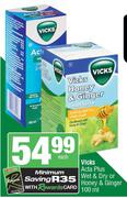 Vicks Acta Plus Wet & Dry Or Honey & Ginger-100ml Each