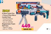 Zuru X Shot Turbo Fire + Fury 4 Plus Micro Combo Pack + Regenerator Foam Dart Gun-Each