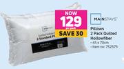 Mainstays Pillows 2 Pack Quilted Hollowfiber-45 x 70cm