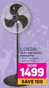 Logik 45cm High Velocity Pedestal Fan