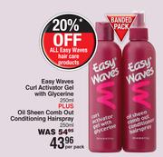 Easy Waves Curl Activator Gel With Glycerine,Oil Sheen Comb Out Conditioning Hairspray-250ml Per Pk