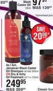 As I Am.Jamaican Black Castor Oil Shampoo 340ml Or Dry & Itchy Oil Treatment 120ml-Each