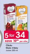 Clicks Made 4 Baby Juices-5x200ml Per Offer