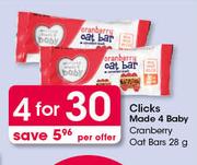 Clicks Made 4 Baby Cranberry Oat Bars-4x28g Per Offer