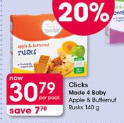 Clicks Made 4 Baby Apple & Butternut Rusks-140g Per Pack