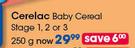 Cerelac Baby Cereal Stage 1, 2 Or 3-250g Each