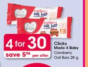 Clicks Made 4 Baby Cranberry Oat bars-4 x 28g