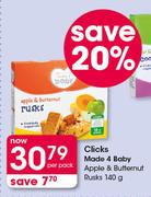 Clicks Made 4 Baby Apple & Butternut Rusks-140g Per Pack