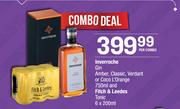 Inverroche Gin Amber, Classic, Verdant Or Coco L'Orange 750ml And Fitch & Leeds Tonic 6x200ml Combo