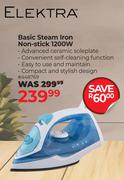 Elektra Basic Steam Iron Non Stick 1200W