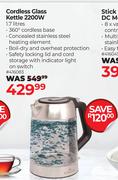 Stellar Cordless Glass Kettle 2200W 1.7L