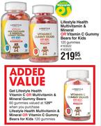 Lifestyle Health Multivitamin & Mineral Or Vitamin C Gummy Bears For Kids 120 Gummies-Each