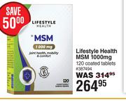 Lifestyle Health MSM1000mg-120 Coated Tablets