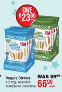 Kiddylicious Veggie Straws Assorted-4 x 12g
