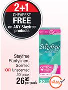 Stayfree Pantyliners Scented Or Unscented (20 Pack)-Per Pack