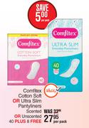 Comfitex Cotton Soft Or Ultra Slim Pantyliners Scented Or Unscented (40 Plus 8 Free)-Per Pack