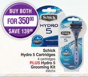 Schick Hydro 5 Cartridges 4 Cartridges Plus Hydro 5 Grooming Kit-Both For