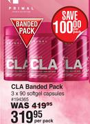 Primal CLA Banded Pack 3 x 90 Softgel Capsules 194365-Per Pack