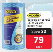 Addis Wipes On A Roll-50 x 24cm-Each