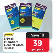 3 Pack Microfibre General Cloth-Per Pack