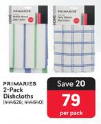 Primaries 2 Pack Dish Cloths-Per Pack