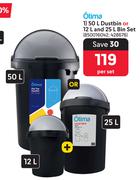 Otima 50L Dustbin Or 12L & 25L Bin Set-Per Set