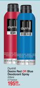 Dunhill Desire Red Or Blue Deodorant Spray-226ml Each
