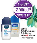 Sanex Anti Perspirant Roll On For Men Or Women Assorted-50ml