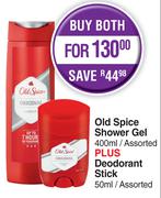 Old Spice Shower Gel 400ml Plus Deodorant Stick 50ml-Both For