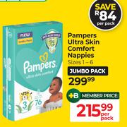 Pampers Ultra Skin Comfort Nappies (Sizes 1-6)-Per Pack