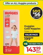 Huggies Gold Nappies (Sizes 1-5)-Per Pack
