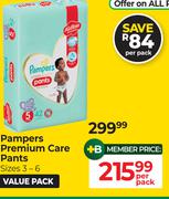 Pampers Premium Care Pants (Sizes 3-6)-Per Pack