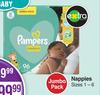 Pampers Jumbo Pack Nappies Sizes 1-6-For 1