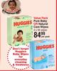 Huggies Value Pack Pure Baby Or Natural Care Wipes 4 x 56 Wipes-Per Pack