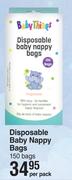 Baby Things Disposable Baby Nappy Bags 150 Bags-Per Pack                                    