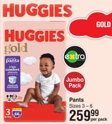 Huggies Jumbo Pack Gold Pants Sizes 3-6-Per Pack