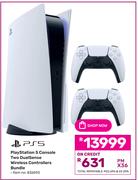 PlayStation 5 Console Two Dual Sense Wireless Controllers Bundle