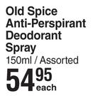 Old Spice Anti-Perspirant Deodorant Spray Assorted-150ml