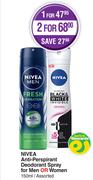 Nivea Anti-Perspirant Deodorant Spray For Men Or Women Assorted-150ml Each