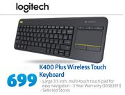 Logitech K400 Plus Wireless Touch Keyboard