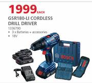 Bosch GSR 180-Li Cordless Drill Driver-Each